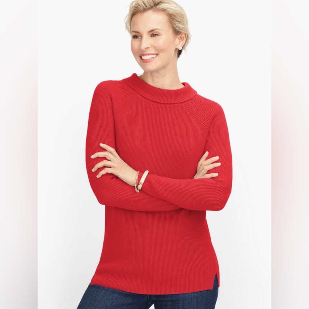Talbots Pima Cotton Sabrina Sweater in Vibrant Solid Red